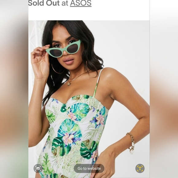 ASOS South Beach Palm Leaf Print One-Piece! Out Of Stock/ Sold Out! - Picture 3 of 5
